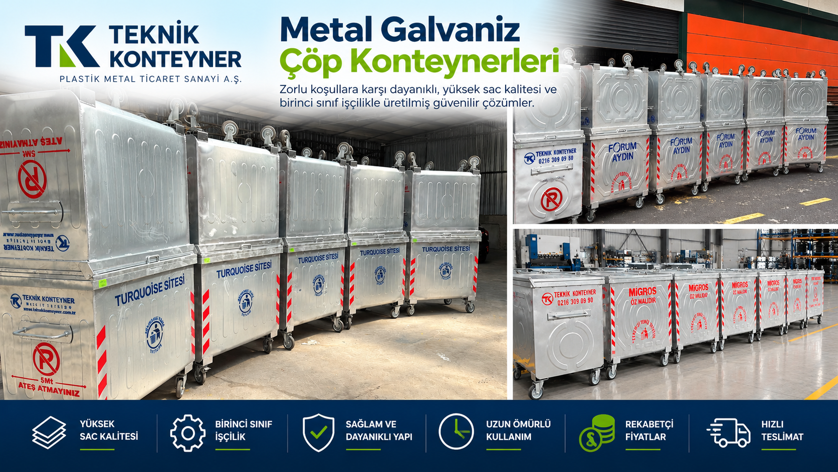 Metal Galvaniz Çöp Konteynerleri: Birinci Sınıf Sac Kalitesi, Üstün İşçilik ve Uzun Ömürlü Kullanım