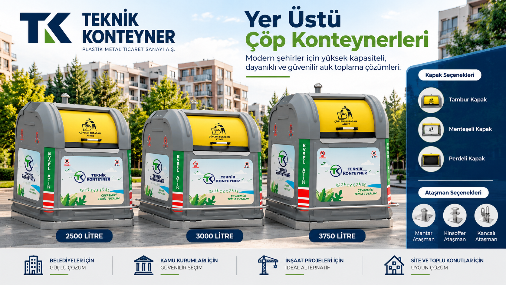 Modern Şehirlerin Atık Yönetiminde Güçlü Çözüm: Yer Üstü Çöp Konteynerleri