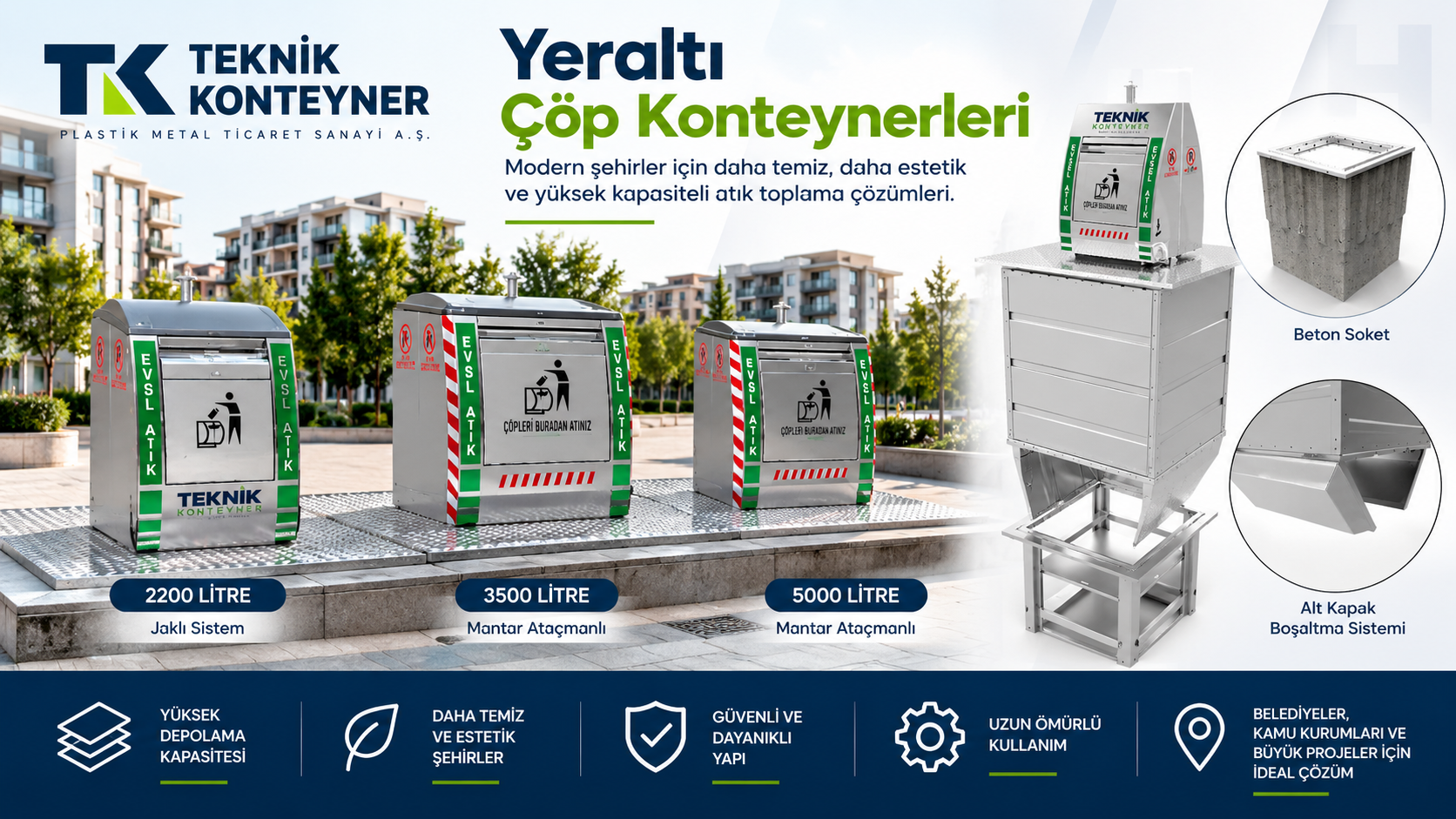 Yeraltı Çöp Konteynerleri: Modern Şehirlerin Temiz, Estetik ve Güvenilir Atık Yönetimi Çözümü