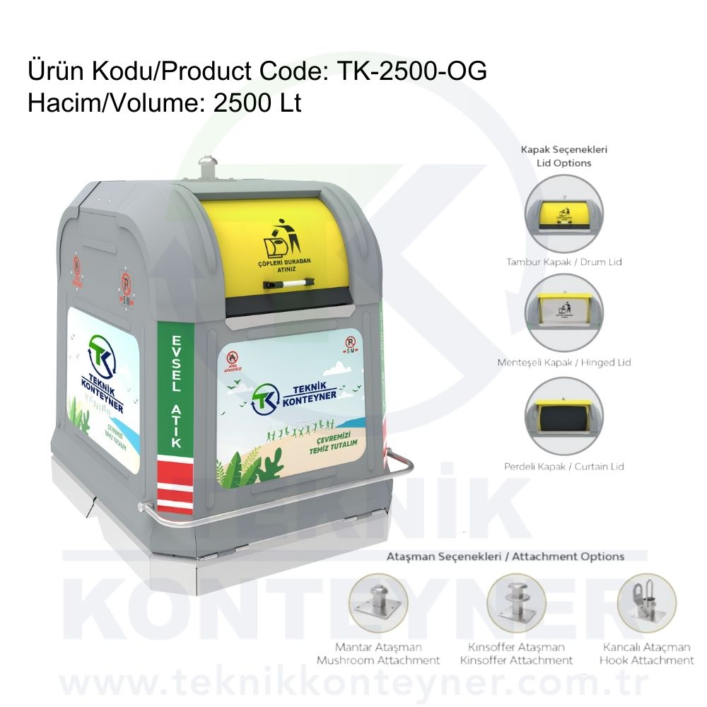 2500L Overground Waste Container - Overground Waste Container