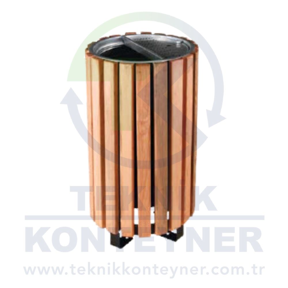 TK-S137 Wooden Coated Outdoor Trash Can