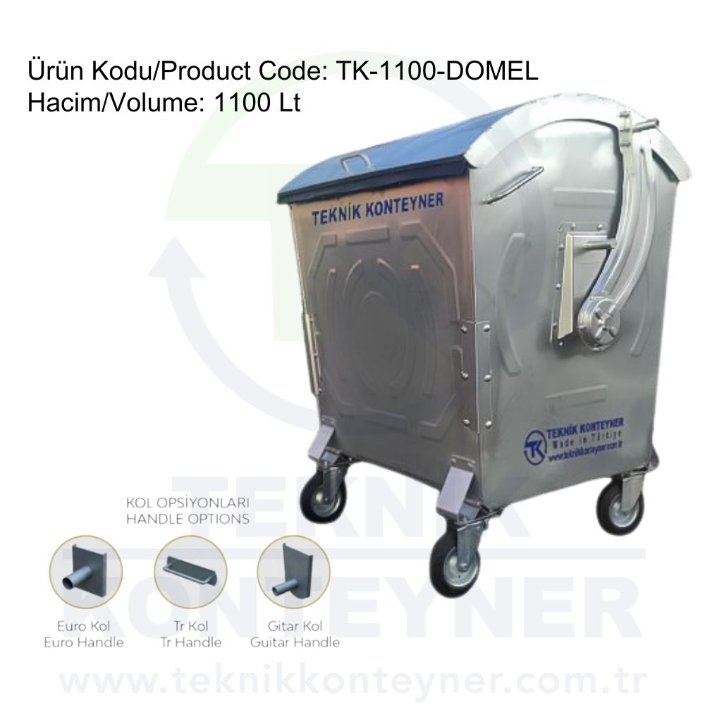 GALVANIZED WASTE CONTAINER Dome Lid 1100 Liter