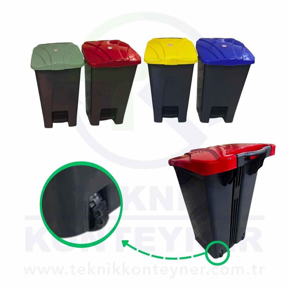 70 LT Geri Dönüşüm Kovası Pedallı Tekerlekli